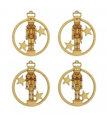 Laser Cut Pack of 4 Themed Baubles - Nut Cracker